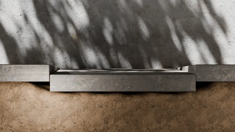 Concrete slab gap front view, 3D render by Signature Media