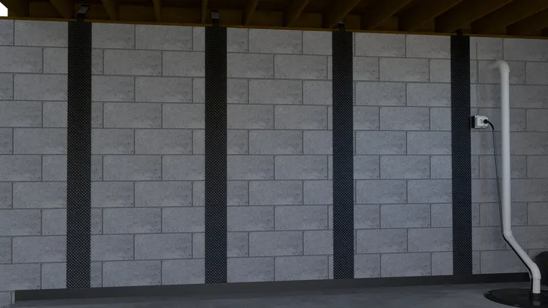 Carbon fiber wall straps, 3D render by Signature Media