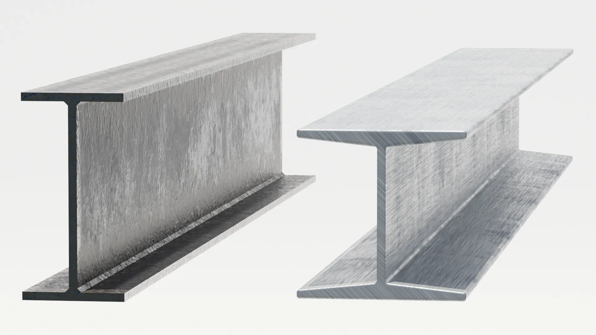 Steel I-beam material sample, 3D render by Signature Media