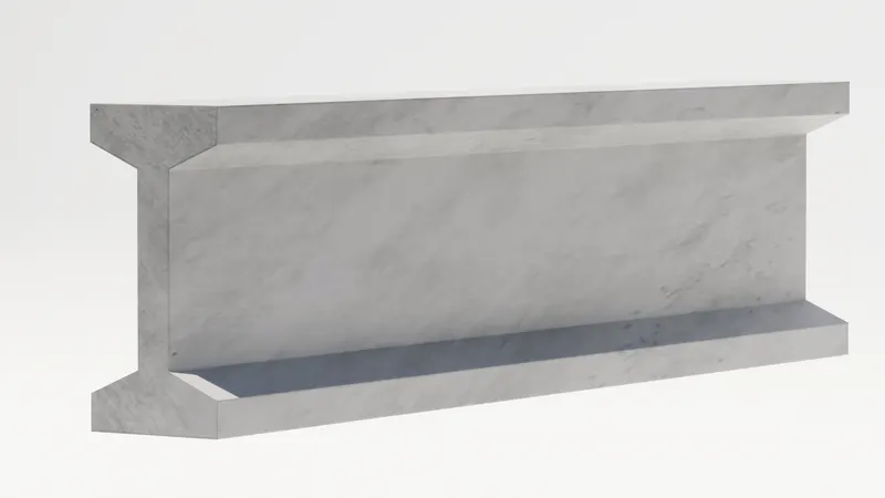 Single steel I-beam material sample, 3D render by Signature Media