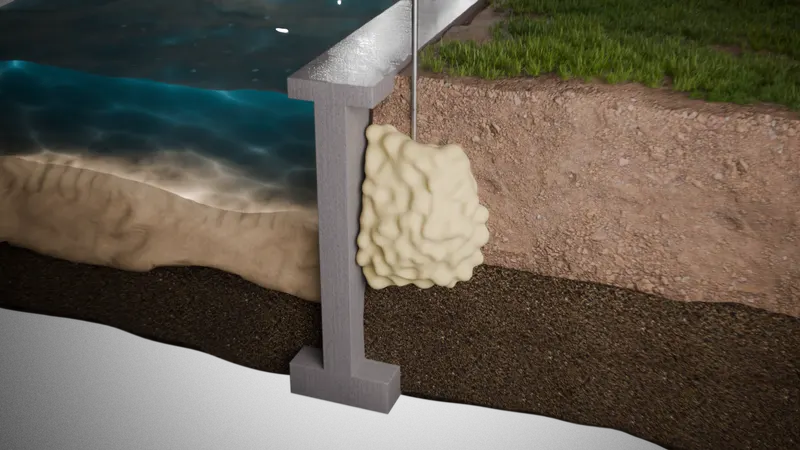 Polyurethane foam injection pool wall, 3D render by Signature Media