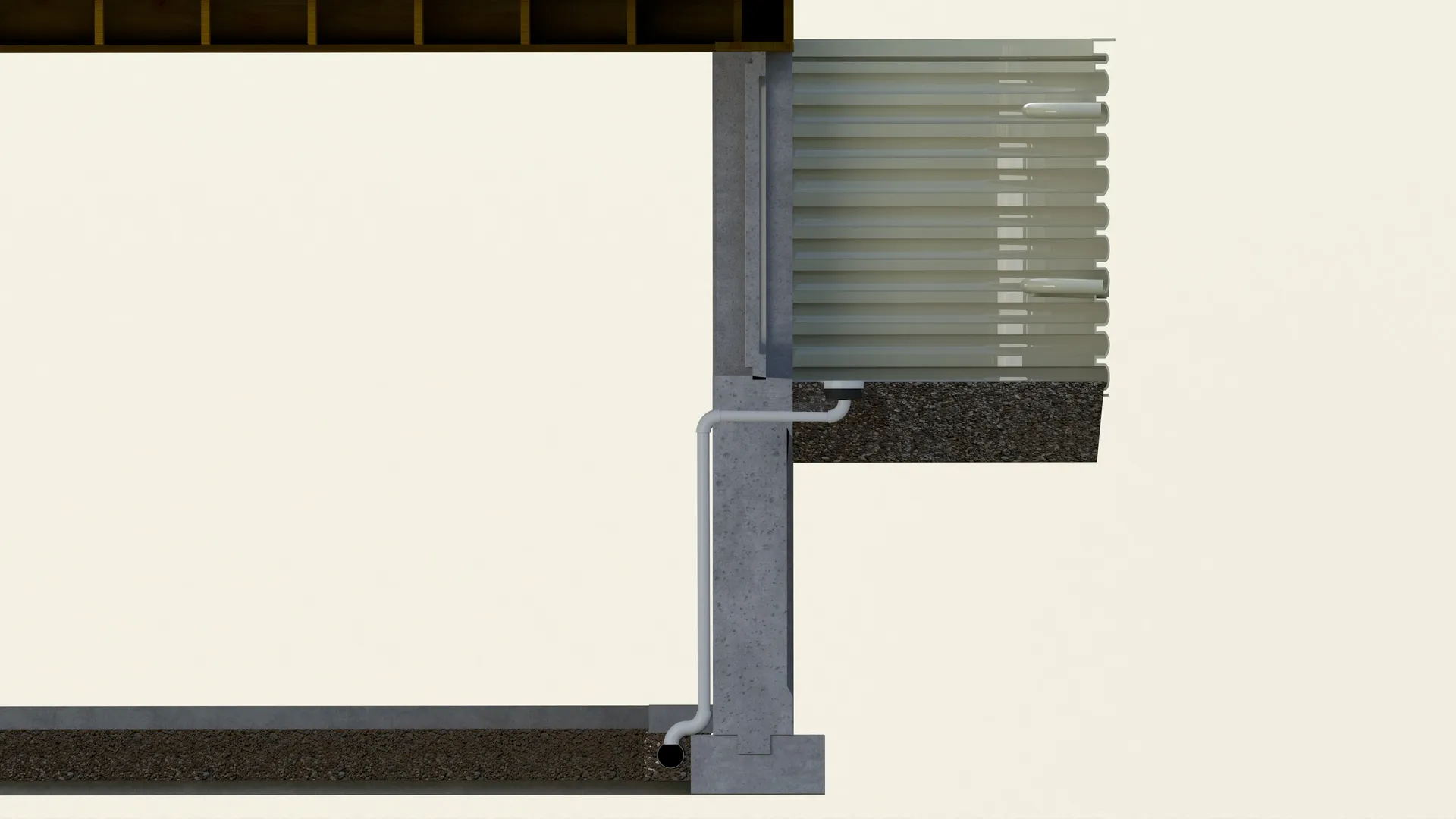 Window well and downspout drainage, 3D render by Signature Media