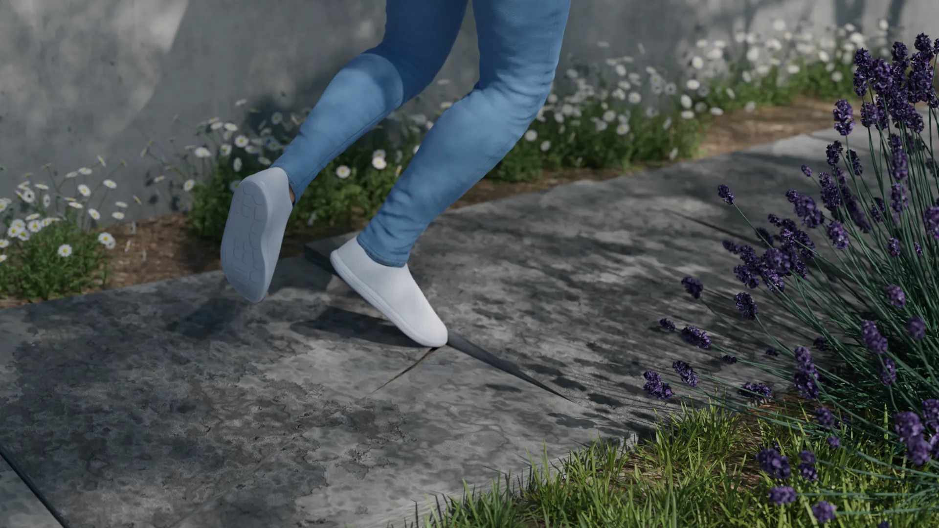 Trip hazard raised paver garden, 3D render by Signature Media