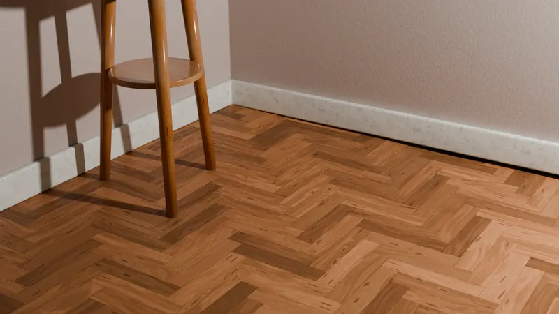 Baseboard floor gap sloped floor, 3D render by Signature Media