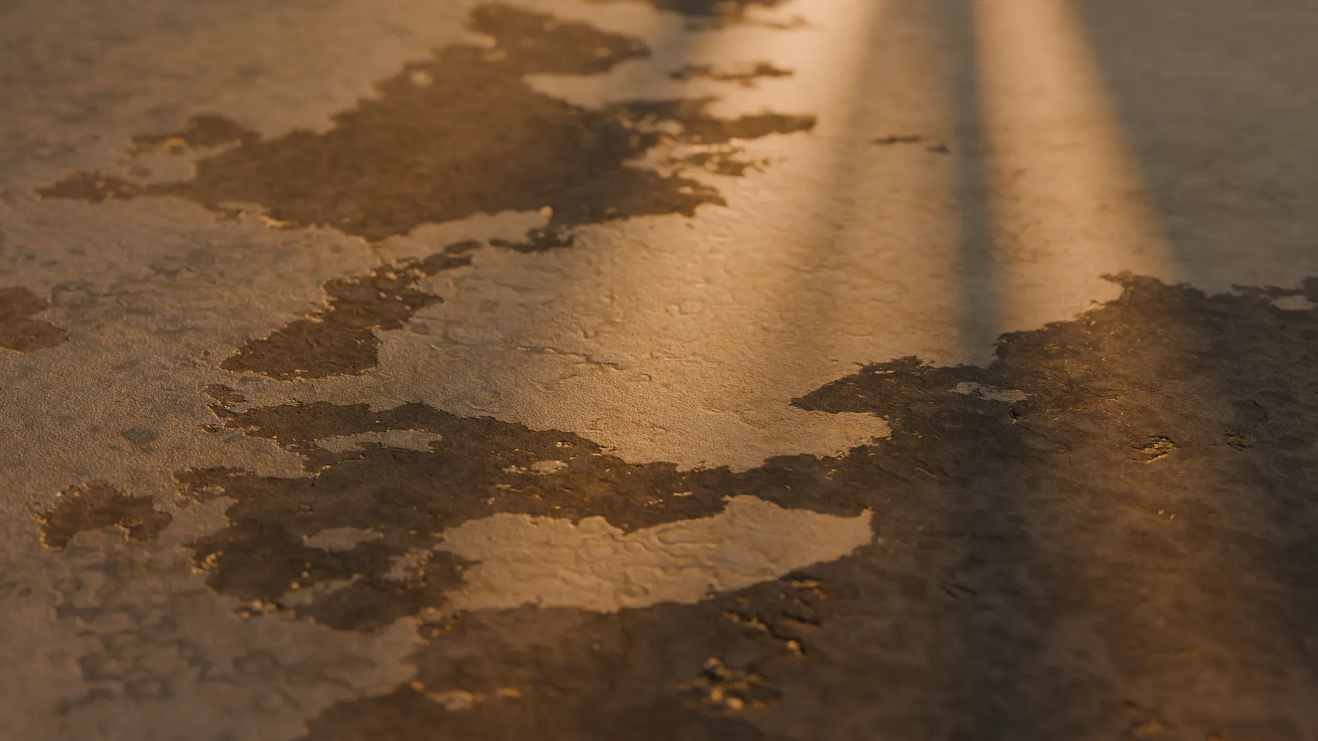 Concrete resurfacing stained worn floor surface, 3D render by Signature Media