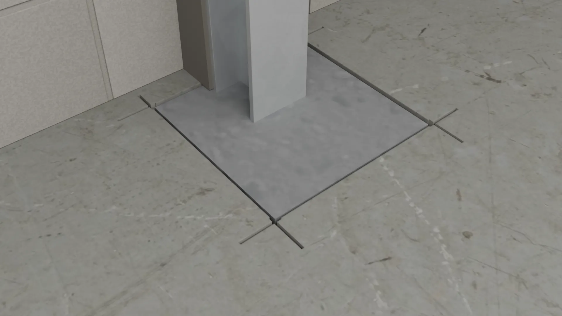 Steel bracing concrete repair basement floor, 3D render by Signature Media