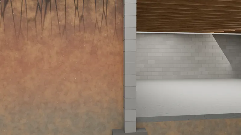 Cutaway foundation wall, 3D render by Signature Media