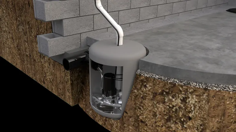 Sump pump system, 3D render by Signature Media