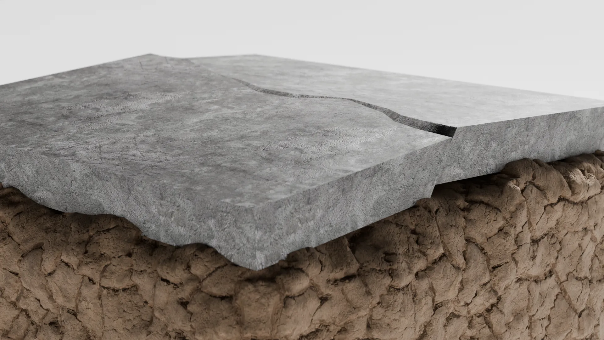 Cracked slab expansive clay soil, 3D render by Signature Media