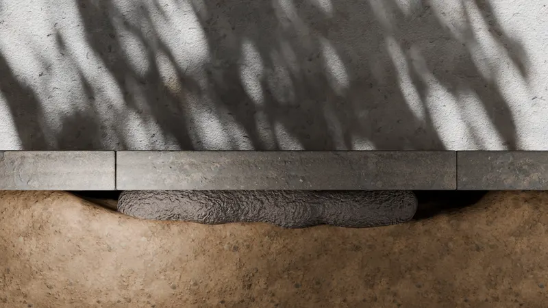 Slab jacking fill material side view, 3D render by Signature Media