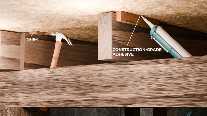 Pier beam floor shim repair, 3D render by Signature Media