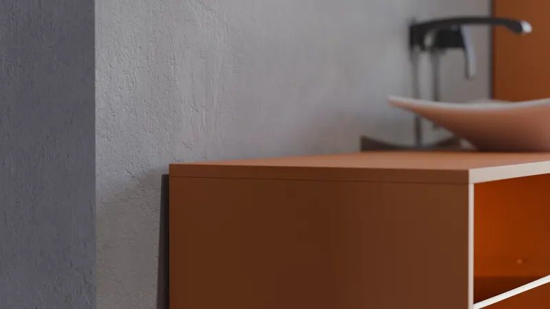 Bathroom cabinet gap wall separation, 3D render by Signature Media