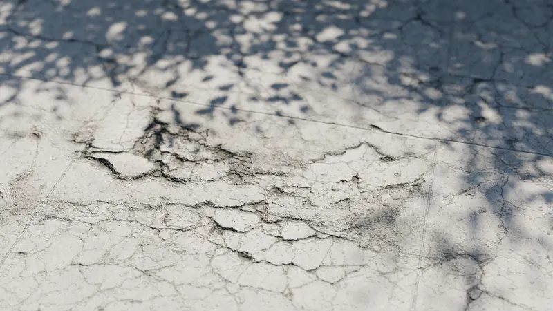 Cracked deteriorated concrete surface, 3D render by Signature Media
