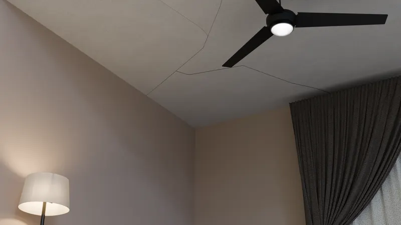 Ceiling spider crack corner, 3D render by Signature Media