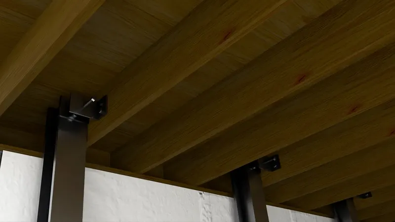 I-beam wall support ceiling bracket, 3D render by Signature Media