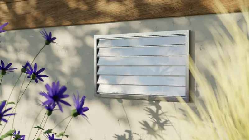 Crawl space foundation vent louvered, 3D render by Signature Media