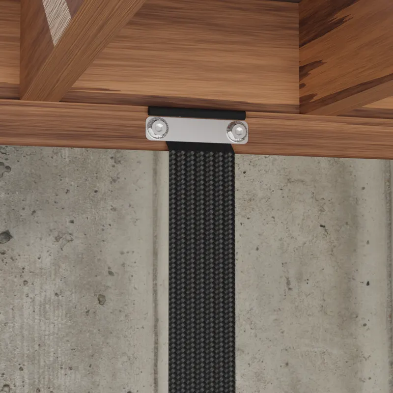 Carbon fiber strap top bracket joist, detail, 3D render by Signature Media