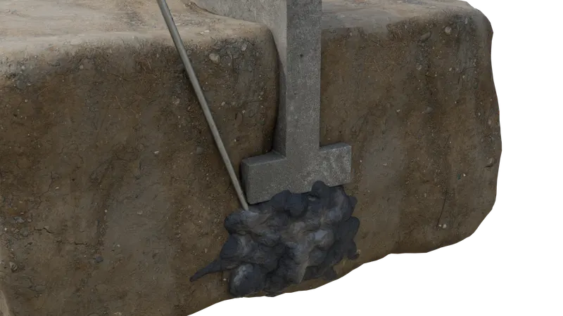 Soil stabilization injection footing, 3D render by Signature Media