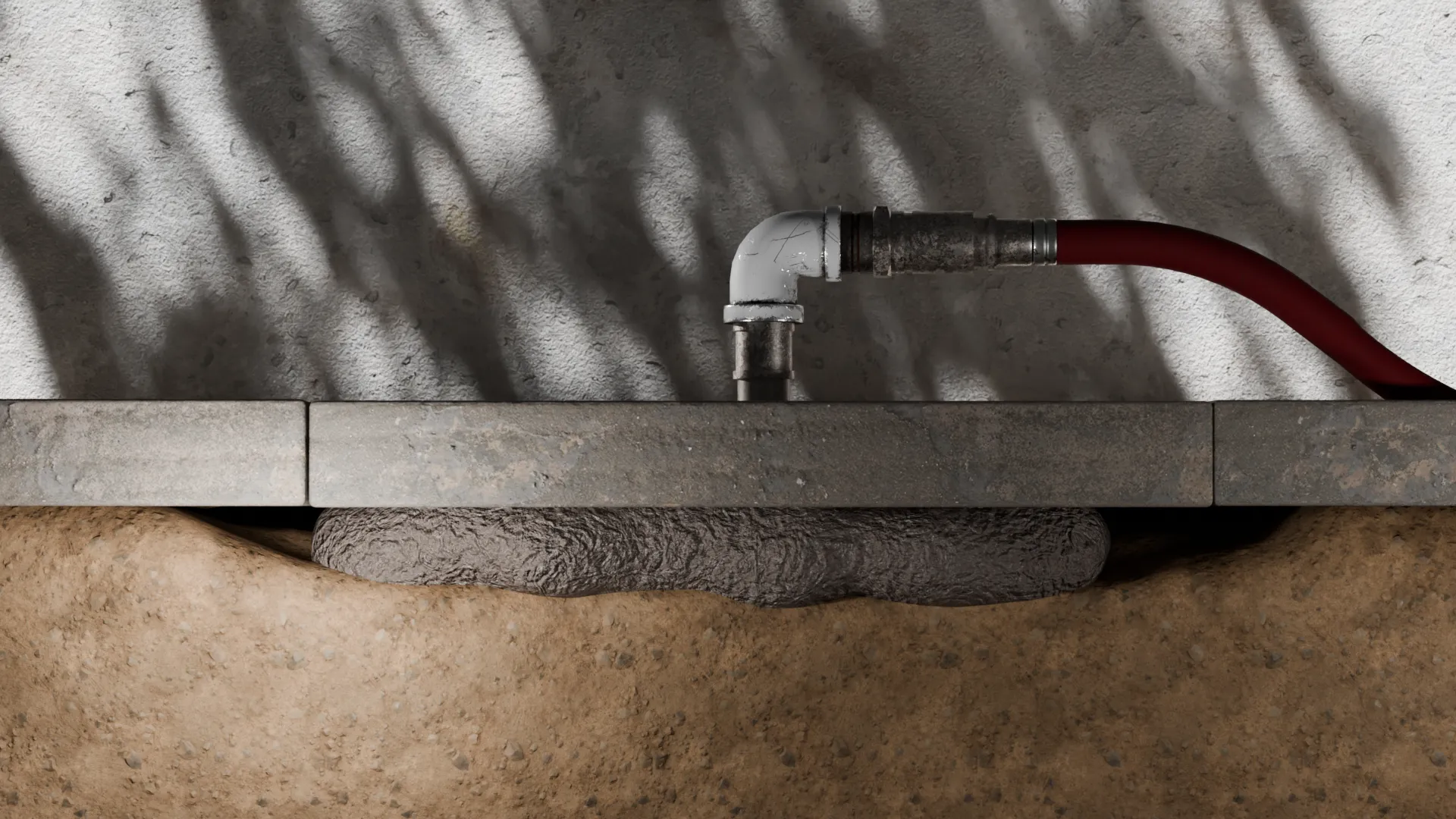 Slab jacking injection port, 3D render by Signature Media