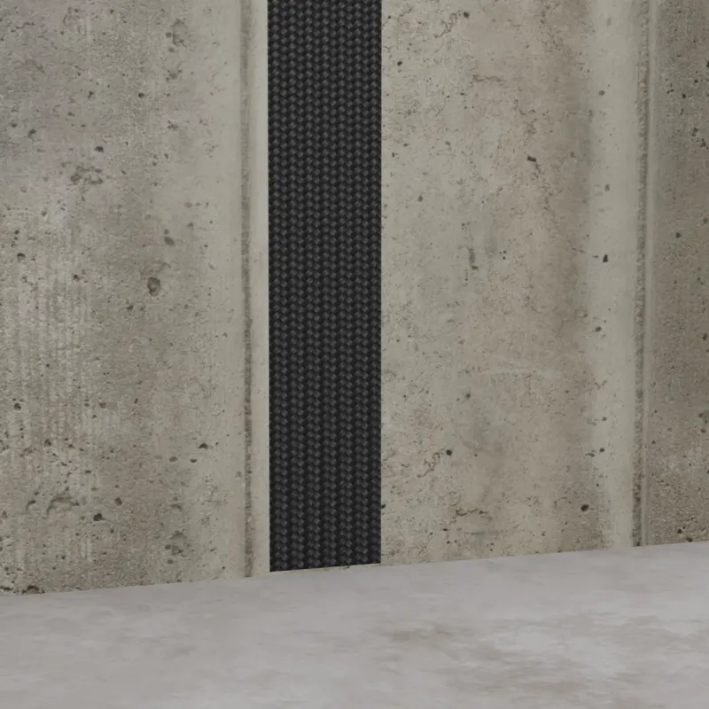 Carbon fiber strap poured wall close up, 3D render by Signature Media