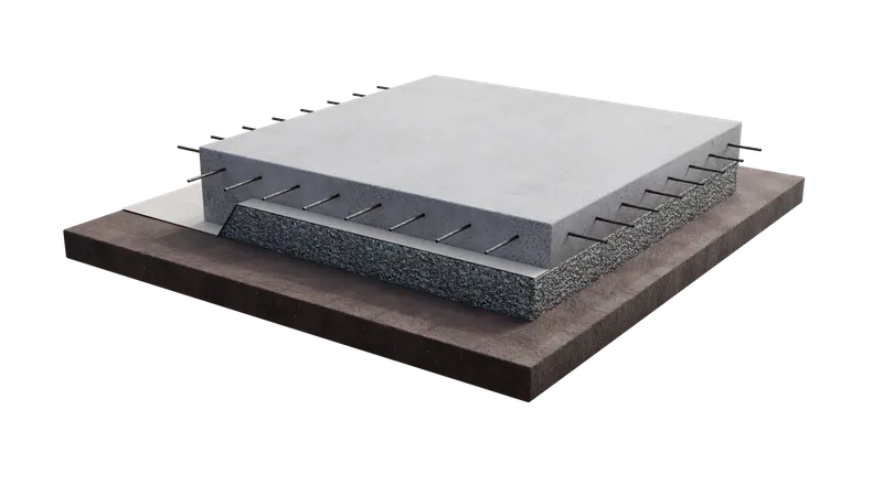 Slab foundation post tension, cutaway, 3D render by Signature Media