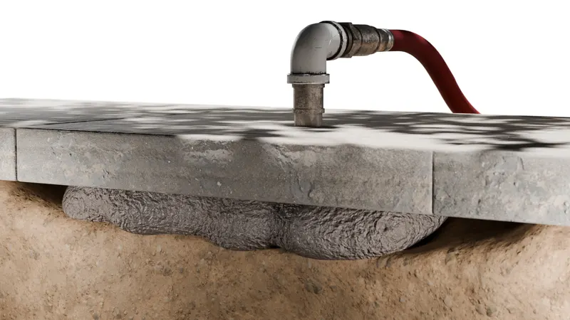 Slab jacking injection port, 3D render by Signature Media
