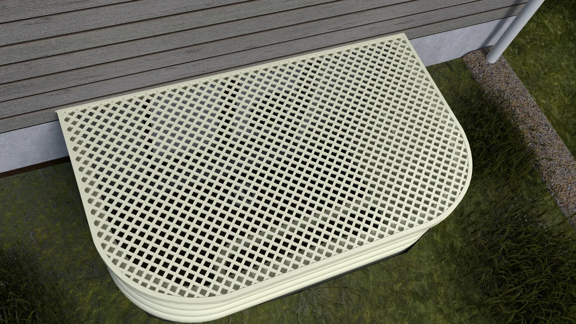 Egress window well grate cover, 3D render by Signature Media